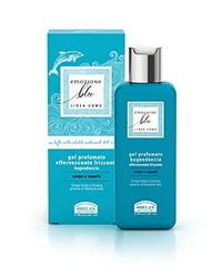 Helan, Emozione Blu, Gel Douche Homme et Femme Corps et Cheveux, Bain Moussant Parfumé et Shampoing sans Sulfate, Frais et Délicat - Savon Liquide avec Ginseng et Amande Douce, 200 ml - Made in Italy