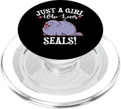 Funny Cute Kawaii Kids Just A Girl Who Loves Seals Lover PopSockets PopGrip para MagSafe