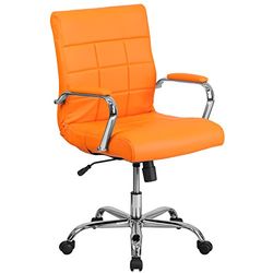 Flash Furniture Mid-Back Vinyl Executive Draaibare stoel met Chrome Base en Arms hedendaags 63.5 x 60.96 x 34.29 cm ORANJE