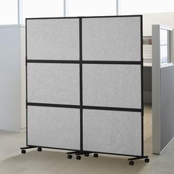 VEVOR Akustisk rumsavdelare, 2-pack kontorsskiljevägg, fristående kontorsavdelare, väggskiljevägg, med polyester och 45 stålskåp, vägg, minskar buller och visuell distraktio, ljusgrå