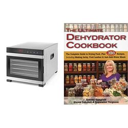 Sous VideTools 6 Tray Stainless Steel Food Dehydrator | Touch Panel with Timer and Thermostat Control| (229033) & The Ultimate Dehydrator Cookbook