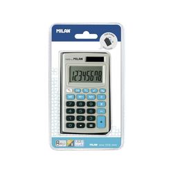 Blister calculatrice 8 chiffres avec étui, gris-bleu