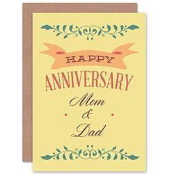 Wee Blue Coo WEDDING ANNIVERSARY HAPPY MARRIAGE MOM DAD ART GREETINGS GREETING CARD