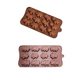 2 moldes de silicona para chocolate, dinosaurios y robots, moldes de silicona para chocolate, mini moldes de chocolate utilizados para pasteles, dulces, chocolate, cupcakes, gelatina, hechos a mano