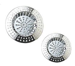 Merriway BH05073 (2 Pcs) Plastic Sink Strainers, 1 x Large & 1 x Small, Chromed - Pack of 2 Pieces