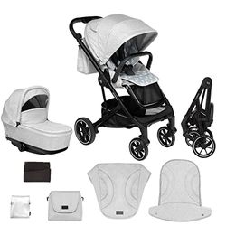 skiddoü poussette pour enfants 2en1 Moss hamac, nacelle, poussette hamac multifonctions cadre pliable réglable, roues munies d'amortisseurs, moustiquaire, couvre-jambes habillage pluie sac, Gris clair