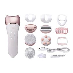 Sensio Spa Multifunctional 5 in 1 Callus Hard Skin Remover, Epilator, Body & Face Shaver, Exfoliator, Massager Men and Women, Rechargeable 2 Speeds with USB, Waterproof, Pedicure Dry Dead Skin Remover