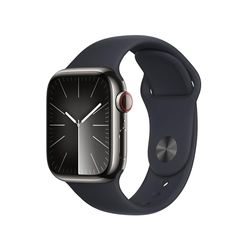 Apple Watch Series 9 (GPS + Cellular) - Caja de Acero Inoxidable en Grafito de 41 mm - Correa Deportiva Color Medianoche - Talla S/M