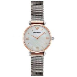 Emporio Armani Reloj Mujer, Movimiento de cuarzo, caja 32mm 2T Plata/Rosa con correa de acero, AR2067