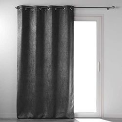 Douceur d'Intérieur, Eyelet Curtain 135 x 280 cm Anthracite Velour Melody