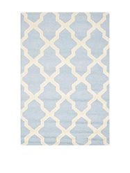 Safavieh Trellis Tappeto Rettangolare da Interno, Trapuntato a Mano, Collezione Cambrige, CAM121, in Azzurro / Bianco Avorio, 122 X 183 cm per Salotto, Camera da letto o Qualsiasi Spazio Interno