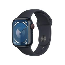 Apple Watch Series 9 [GPS + Cellular 41 mm] med boett i aluminium midnatt och Sportband i midnatt – S/M. Träningsmätare, apparna Syrenivå i blodet och EKG, Retina-skärm som alltid är på, vattentålig