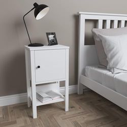 Elegante nachtstandaard met metalen handgreep, 40 cm x 71 cm x 30 cm, 100% chipboard en MDF-frame, 18 mm dik, stijlvol houten en wit design voor moderne slaapkamers