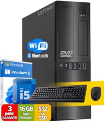 Intel Office PC Compleet met toetsenbord en muis, Intel i5, 16 GB RAM, 512 GB SSD, DVD-brander, WiFi 600 en Bluetooth 5, USB3, Windows 11 Pro, computer met 3 jaar garantie!