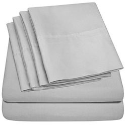 Kingsize lakens - 6-delig 1500 Supreme Collection fijn geborsteld microvezel diepe zak kingsize lakenset beddengoed - 2 extra kussenslopen, extra voordelig, King, zilver
