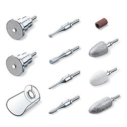 Beurer MP 62 Set de rechange pour l'appareil de manucure MP 62, 9 embouts en saphir et feutre, 30 embouts jetables en papier de verre, avec capuchon de protection pour la poussière d'ongles