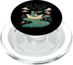 Diseño de telescopio de hoja de río cielo barco de papel PopSockets PopGrip para MagSafe