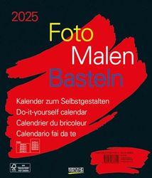 Calendario de fotos para manualidades, color negro, grande, 2025: calendario de fotos para hacer tú mismo, con cartón fotográfico fijo. Formato: 30 x 35 cm