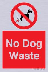 Señal con texto en inglés "No Dog Waste - 50 x 75 mm - A8P