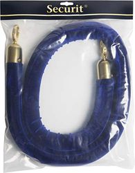 Securit Klassiek glad koord voor afsluitpalen - blauw met vergulde, eindstukken - 150cm