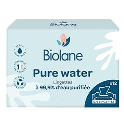 BIOLANE - Chusteczki nawilżające dla niemowląt z 99,9% wody - Pure Water - Opakowanie zawiera 12 x 48 (576 chusteczek nawilżających) - do skóry wrażliwej - od urodzenia - bez zapachu - wymiana i