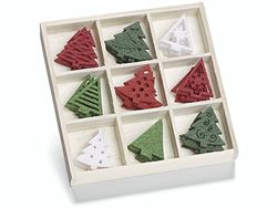 Knorr Prandell 22 mm árboles de Navidad Caja de Madera con Adornos de Fieltro, Multi-Color