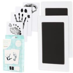 Pearhead Set met handafdrukken en voetafdruk voor pasgeborenen - No Mess Clean-Touch inktkussen met indrukkaarten, veilig voor de huid, perfect aandenken voor gezin, zuurvrij, vlekbestendig, zwart, 2
