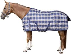 HKM Check Couvertures pour Chevaux Dunkelblau/Braun 145