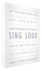 Feel Good Art Gallery Toile emballée sur châssis avec panneau avant solide Motif typographique moderne et inspirant 30 x 20 x 4 cm Petit format Lilas sur blanc