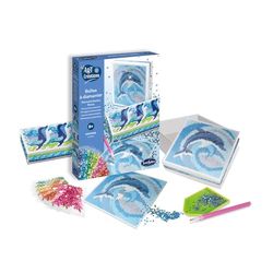 Sentosphère 3932490 Bastelset Strasssteinschatulle, Motiv Delfine, Kreativ-Set, DIY für Kinder und Erwachsene
