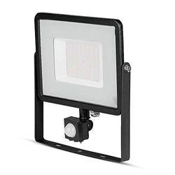 V-TAC Faro LED Chip Samsung 50W con Sensore di Movimento e Crepuscolare e Interruttore Manuale di Bloccaggio Colore Nero 4000K IP65