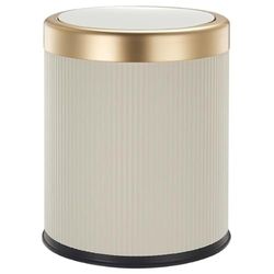 Glint Vuilnisbak van kunststof, 8 l, wit en goud, afvalemmer voor keuken, kantoor, badkamer, camper, compact en elegant