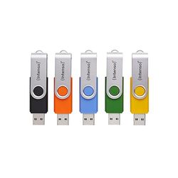 Intenso Office Line Multipack USB Stick 5 x 32 GB – Super Speed USB 3.2, upp till 70 MB/s, blandade färger med metallbygel och märkningsetiketter