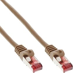 InLine 76450K patchkabel, S/FTP (PiMf), Cat.6, 250 MHz, PVC, koppar, brun, 0,5 m