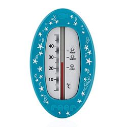 Reer Babythermometer voor de badkuip met schattig onderwaterwereldmotief, kindveilige badthermometer, blauw