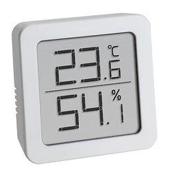TFA Dostmann Termoigrometro digitale, 30.5051.02, per la climatizzazione degli ambienti, piccolo e maneggevole, bianco