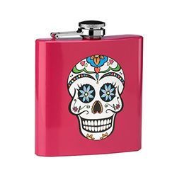 Premier Housewares Skull Design Hip Flask, Stainless Steel, 6 oz - Pink