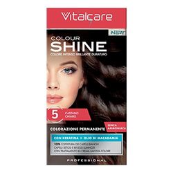 Vitalcare Colour Shine Coloration en crème sans amonac avec Keratina, N°5 Châtain clair