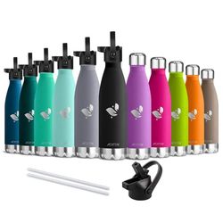 AORIN Doppia Bottiglia per Vuoto in Acciaio Inossidabile, processo di verniciatura a Polvere, Resistente ai Graffi, Facile da Pulire.(nero-500ml)