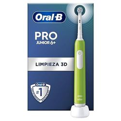 Oral-B Pro Junior Cepillo De Dientes Eléctrico, 1 Mango Verde, 1 Cabezal, Diseñado Por Braun, Apto Para Niños Mayores De 6 Años