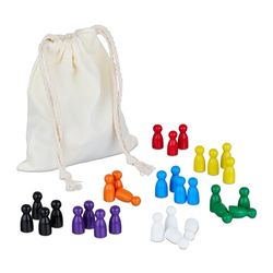 Relaxdays Pack 160 Figuras para Juegos de Mesa, Peones Parchís, Damas, Oca, Piezas Ajedrez, Figuritas Madera, Multicolor, Algodón