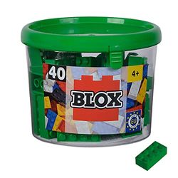 Blox, 40 groene bouwstenen voor kinderen vanaf 3 jaar, 8 stenen, in blik, hoge kwaliteit, volledig compatibel met vele andere fabrikanten