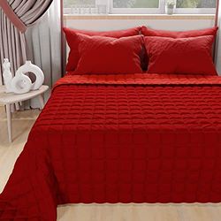 PETTI Artigiani Italiani - Couette Double Reversible 240x260 cm en Microfibre, Couvre-lit Printemps Double, Couverture 2 Personnes Réversible, Rouge Bordeaux, 100% Fabriqué en Italie