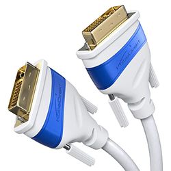 KabelDirekt – Dual Link DVI kabel – met ferrietkern voor storingsvrije signaaloverdracht – 0,5 m (digitaal DVI-D/24+1 monitor kabel, DVI naar DVI, tot 2560x1600 bij 60Hz of Full HD/1080p, wit)