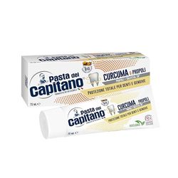 Pasta del Capitano, gurkmeja och organisk propolis tandkräm, säkerställer fullständig hygien i munhålan, fullständigt skydd för tänder och tandkött, 100% tillverkad i Italien, 75 ml rör