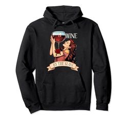 Estilo Vintage Amante Del Vino Retro Mujer Sosteniendo Copa De Vino Sudadera con Capucha