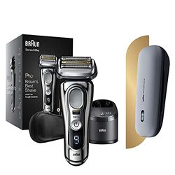 Braun Series 9 Pro 9466cc rasoir électrique barbe homme, tête 4+1 avec tondeuse ProLift, Wet & Dry + Braun PowerCase, Étui De Recharge De Voyage Pour Rasoir Électrique