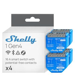 Shelly Interruptor de relé inteligente de 1 canal de 16 A Gen4 con conexión inalámbrica a distancia y sin potencial para el hogar, no requiere hub, Alexa, Apple HomeKit y Google Home, Zigbee & Matter