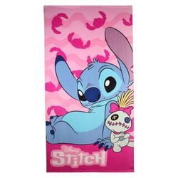 Disney Lilo ET Stitch, Asciugamano, 100 x 140 cm, Misto, Bambino, Ragazza, Tela, Quadri, Telo da spiaggia, Asciugamano da bagno, Lino, Cotone, Modello AYM-096STITCH-BTM S1-TU, Rose