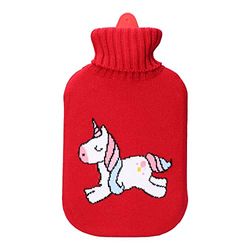 Bolsa de agua caliente 2L, color rojo, ideal para aliviar dolores musculares y proporcionar calor terapéutico.